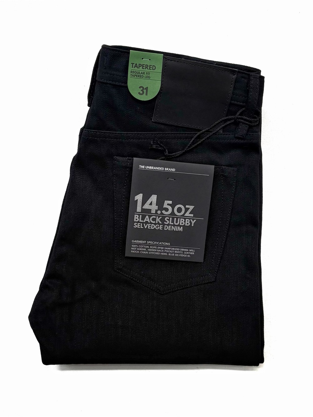 The Unbranded Brand UB248 14.5oz Slubby Black Selvedge Denim - Tapered Fit Jeans